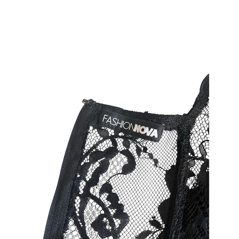 Black Sheer Lace Corset Top Boned Bustier Gothic Coquette Witchy Fairy Grunge M - Picture 8 of 13